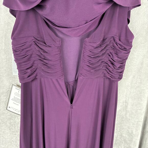 NWT Alex Evenings Dress Maxi 16 Purple Aubergine Cowl Pleat Mother of the Bride - Picture 7 of 16